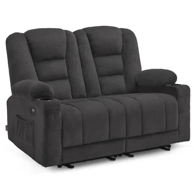 Produktbild von M MCombo Elektrisch 2er Sitzer Sofa mit Schlaffunktion, 2er Relaxsofa mit Taste 150° Verstellbar, Kinosessel mit Liegefunktion, USB & Getränkehalter