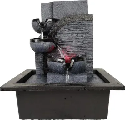 Produktbild von Feng-Shui Deko - Tischbrunnen / Zimmerbrunnen - Kunstharz - LED-Beleuchtung - 2 W - 220 V/50 Hz - Schlichtes geometrisches Design