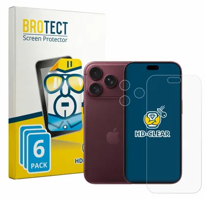 Produktbild von 6x Für Apple iPhone 18 Pro (Display+Kamera) Schutzfolie BROTECT Displayschutz Display Schutz Folie Klar Transparent