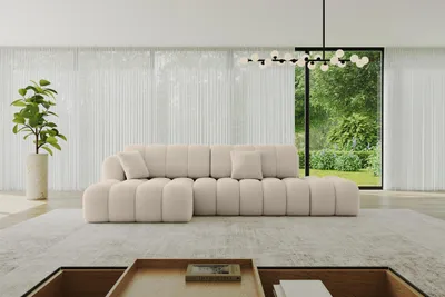 Produktbild von ALTDECOR Ecksofa mit Schlaffunktion und Bettkasten OLEA-L2-S - 321x164x75cm Beige - Corner Sofa Eckcouch Couch L-Form, links/rechts angeordnet Schlafcouch Ausziehbar Wohnlandschaft
