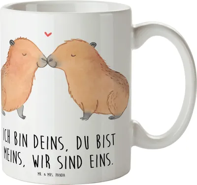 Produktbild von Mr. & Mrs. Panda Tasse Capybara Liebe - Weiß - Geschenk, Kaffeetasse, Teetasse, Pott, Beziehung, Lustige Sprüche, Jahrestag, Kaffeebecher, Valentinstag, Liebesspruch