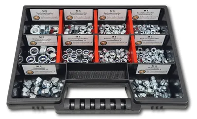 Zdjęcie produktu dla Zestaw nakrętek M4-M5-M6-M8 235 szt. pudełko na śruby