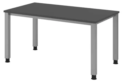 Produktbild von bümö Schreibtisch Serie-Q - Gestell: Silber, Nachbildung: Graphit, Größe:  140 x 80 cm