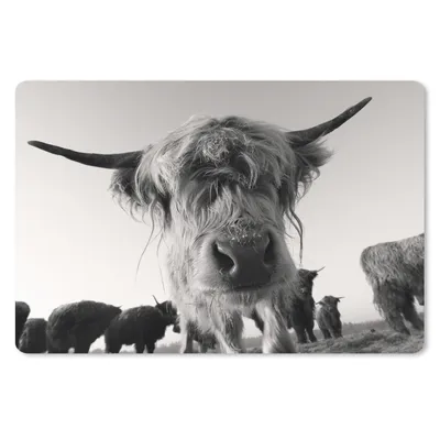 Produktbild von MuchoWow® Mauspad Mousepad Schottischer Highlander - Schwarz - Weiß - Tiere 27x18 cm - Mousepads - Maus Mat - Pad - Mausunterlage - Büroartikel - Desk Matten