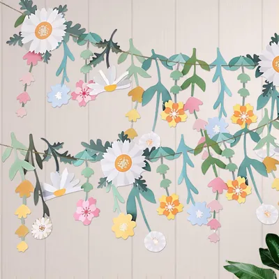 Produktbild von Blumengirlande Wildblumen Deko Banner 2m Karton bunt
