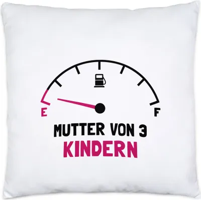 Produktbild von Mutter von 3 Kindern Kissen inkl. Füllung Lustig Energielos Tank ist Leer Spruch Geschenk Dreifache Mutter