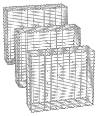 Obrázek produktu pro Velký gabionový košík – kamenná zeď – drátěný košík – pozinkovaná ocel – 100 x 90 x 30 cm – dekorace do zahrady