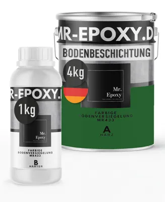Produktbild von Mr. Epoxy Epoxidharz Bodenbeschichtung (5 kg, RAL 6002 Laubgrün) - 2K Betonfarbe für Garagen, Keller & Werkstatt Boden - Flüssigkunststoff Epoxid Grundierung und Bodenversiegelung