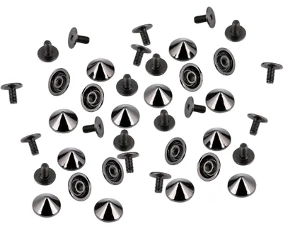 Produktbild von 20 Stk. Schraubnieten mit Spitze Metall Ziernieten Killernieten Kegelspitze Variantenwahl, Größe:Ø 9.5 mm x 6 mm, Farbe:anthrazit