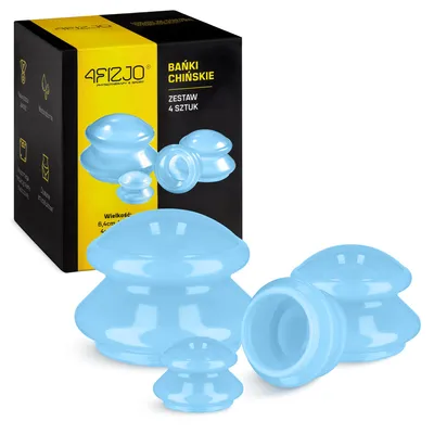 Produktbild von 4FIZJO Silikon Schröpfgläser MED+ Set 4 Stück für Körpermassage, blau