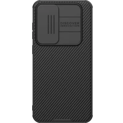 A black phone case with a textured back and a camera cover.