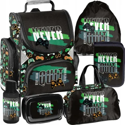 Produktbild von Mega Schulset – PADS 6-teiliges Schulranzen-Set Für Jungen & Mädchen Klasse 1–4 schwarz