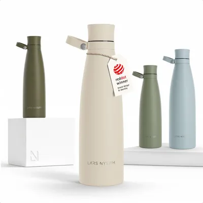 Isolierflasche 750 ml, auslaufsicher, Edelstahl, cremefarben
