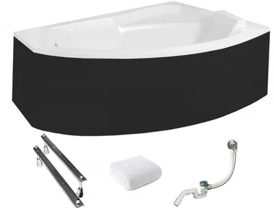 Produktbild von Aqua For You | Asymmetrische Badewanne Rima - 140x90cm - mit Verkleidung - Antibakterielle Beschichtung - Acrylwanne - Rechts Seite - mit Siphon
