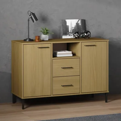 Produktbild von vidaXL Sideboard OSLO mit Metallbeinen Braun 113x40x77 cm Massivholz