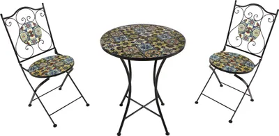 Immagine prodotto di AXI Amélie Set Bistrot da Balcone, 2 Sedie 1 Tavolo, Set Bistrò Veranda, Yellow Breeze - Set Bistro da Giardino, Tavolo Bistro a Mosaico per Giardino/Balcone/Terrazza