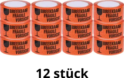 Productafbeelding van Waarschuwingsband - PP-acrylbands - Breekbaar - 12 stuks - 50 mm x 60 meter