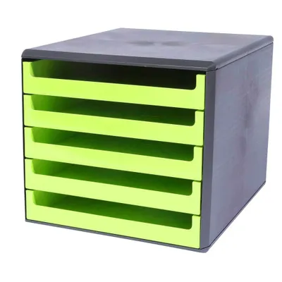 Immagine prodotto di M&M 30057631 Schubladenbox lindgrün DIN A4 mit 5 Schubladen