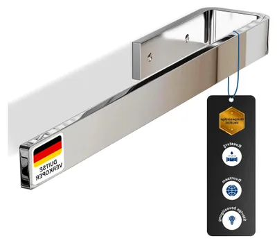 Produktbild von Handtuchhalter zur Schrankmontage, zum Bohren, Chrom, Gästehandtuchhalter aus Aluminium, 38 cm, Handtuchstange, platzsparend, geeignet für Bad und Gäste-WC