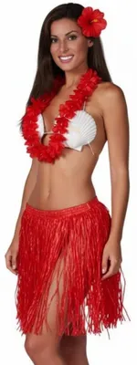Produktbild von Hawaii Kostüm Set Flower 3-tlg. - Rocklänge 60 cm | Rot