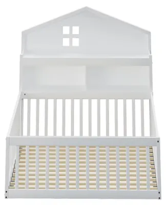 Zdjęcie produktu dla Łóżeczko dziecięce - łóżko z litego drewna - 140 x 200 cm - z barierka ochronna - z miejscem do przechowywania - białe