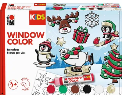 Obrázek produktu pro MARABU KIDS Barva do oken "Zimní zábava" - Sada, vícebarevná