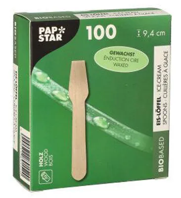 Produktbild von 100 Eislöffel, Holz "pure" 9,4 cm gewachst