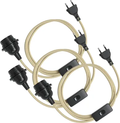 Produktbild von EAZY CASE 3x E27 Lampenfassung mit Kabel 5m, aus Kunststoff, mit Ein- und Ausschalter, Sockeladapter in Gold