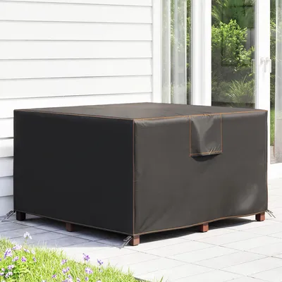 Produktbild von Gartenmöbel Schutzhülle 125x125x74 cm, Abdeckplane winterfest, 420D Oxford wasserdicht, Schwarz | UV30+ | 5000 mm Wasserdruck | 4 Klettverschlüsse