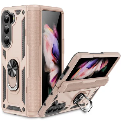 Image de Étui pour Samsung Galaxy Z Fold 5 étui de protection militaire double couche avec support d'anneau et support Or