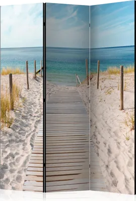 Produktbild von 3-teiliger Einseitiger Vlies Paravent - Holiday at the Seaside 135x172 cm Landschaften c-B-0362-z-b