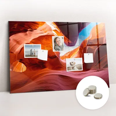 Obrázek produktu pro Magnetická Tabule na Zeď Skleněná - Memo Board Kleněnou Přední Stranou - 5 magnetů v balení - 90x60 cm - Kaňon