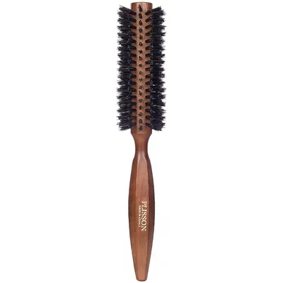 Image de Brosse à cheveux Plisson, ronde, 12 rangées, 100 % poils de sanglier, PB9500.12, bois foncé
