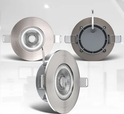 Produktbild von Einbaustrahler 68mm 6er Set - 230V, 4,9W, 480lm, LED, IP44, warmweiß, matt-nickel