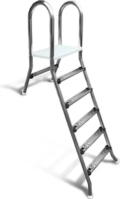 Obrázek produktu pro Vysoký bazénový žebřík V2A CLASSIC Nerezový bazénový žebřík 1x5 a 1x1 schod 1,50 m