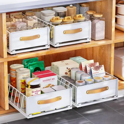 Image de Tiroir avec poignée - Organisateur - Étagère de cuisine - Salle de bain - Tiroir extensible - 40x30x16 cm