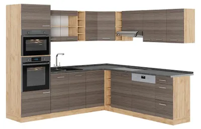 Produktbild von Eckküche Vicco R-Line Edelgrau/Goldkraft Eiche 247 x 237 cm, AP Anthrazit, Model 53348