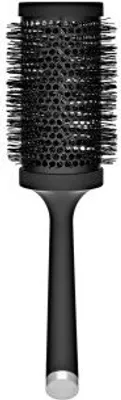 A black ceramic vented radial hair brush is shown against a white background.