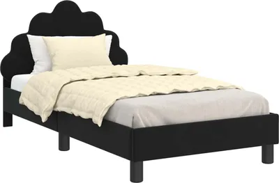 Produktbild von vidaXL Kinderbettgestell mit Kopfteil Schwarz 80 x 160 cm Samt