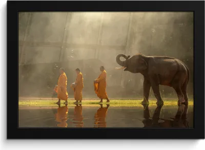 Produktbild von MuchoWow® MuchoWow® Gerahmtes Poster Elefant - Wasser - Tiere - Natur 30x20 cm - Poster mit zchwarzem Bilderrahmen - Kunstdruck - Bild-Poster