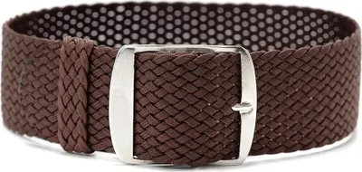Produktbild von ClassicWatchStraps Perlon Uhrenarmband - Braun, 12 mm, Silber gebürstet