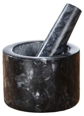 Produktbild von WENKO Mörser aus hochwertigem Marmor in Schwarz 11 x 8 cm