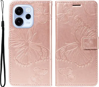 Produktbild von OPPO Reno15 F Hülle - Coverup Schmetterlinge Klapphülle - Roségold
