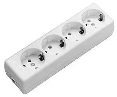 Image de Répartiteur de table Schurrer, 4 prises, sans câble d'alimentation, blanc, 1 pièce.