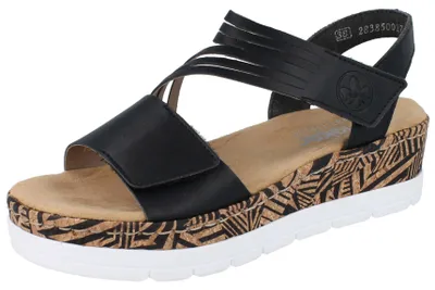 Produktbild von RIEKER Damen Plateau Keilsandalette schwarz Kunstleder - Größe: 40