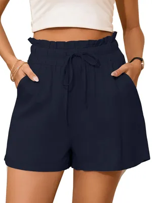 Produktbild von StylSense Kurze Hose Damen Sommer Leinen Musselin Bermuda Shorts Baumwolle High