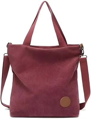Produktbild von PolkaHome® Damen Schultertasche Tote Handtasche große Größe für Reisen Schule Arbeit Einkaufen täglicher Gebrauch - Weinrot