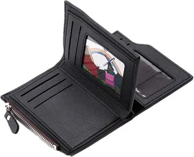 Productafbeelding van Kleine Portemonnee - Creditcardhouder - Veilige Opslag - Compact Ritsontwerp - 12 x 10 cm - Zwart