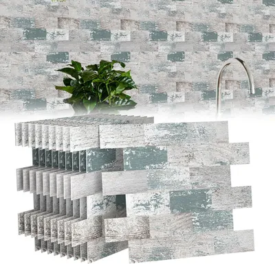 Produktbild von VA-Cerulean 3D Fliesenaufkleber, Vinyl Wandpaneele PVC Küchenrückwand Klebefliesen Selbstklebende Fliesen für Bad, Küche, 34x29cm, 10 Stück (Farbe J)
