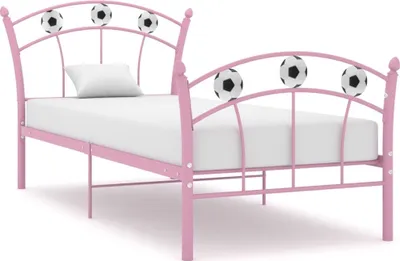 Produktbild von Einzelbett mit Fußball-Design Rosa Metall 90x200 cm , Klassische Betten Design 2024